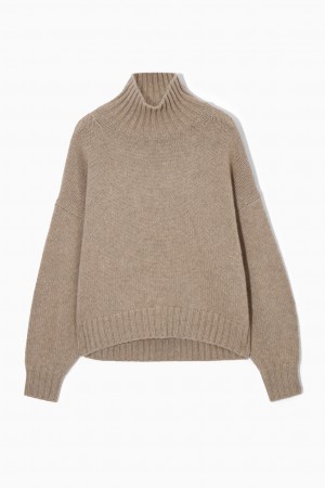 Women's COS Chunky Pure Cashmere Turtleneck Sweaters Beige NZ-40GLRYJBU