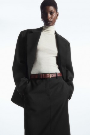 Women's COS Classic Leather Belts Brown NZ-61MLYETVC