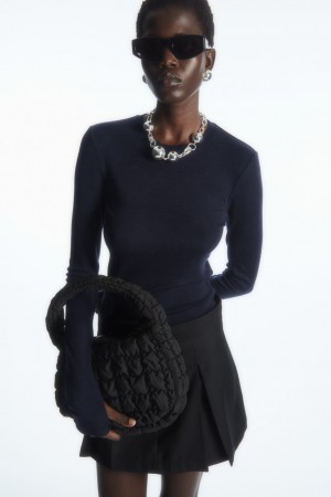 Women's COS Crew-Neck Merino Wool Top Sweaters Navy NZ-46QTIKOYG