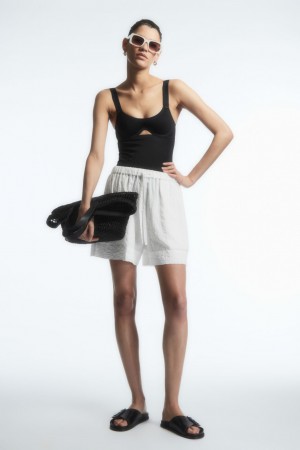Women's COS Cut-Out Scoop-Neck Swimsuits Black NZ-23VMIHAWE