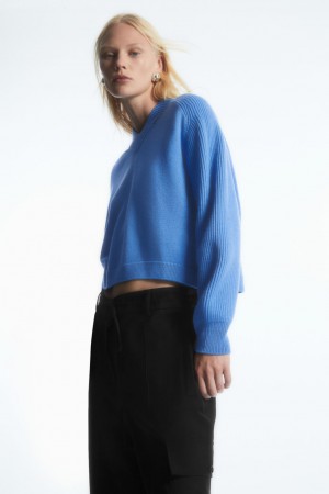 Women's COS Deconstructed Wool Sweaters Blue NZ-69UGQEXIH