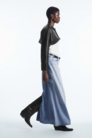 Women's COS Denim Maxi Skirt Light Blue NZ-09OBRUACL