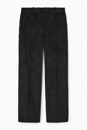 Women's COS Flared Corduroy Pants Black NZ-80ECVQWBX