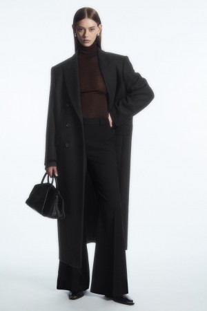 Women's COS Flared Wool Pants Black NZ-17ATFCGLJ