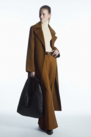 Women's COS Flared Wool Pants Brown NZ-39LYNVSCU