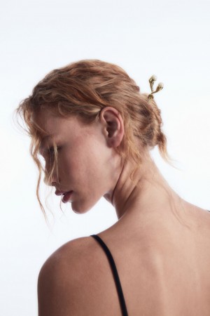 Women's COS Freshwater Pearl Hair Pin Hair Accessories Gold NZ-64EGPMSQL