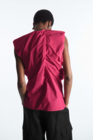 Women's COS Gathered Draped Sleeveless Tops Light Pink NZ-35TIEXJMH