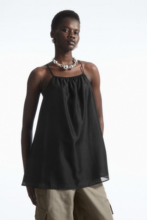 Women's COS Halterneck Tunic-Style Tops Black NZ-57SLMZOYX