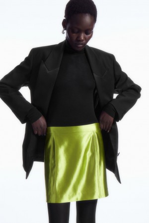 Women's COS High-Shine Satin Mini Skirt Green NZ-84FUMWYEL