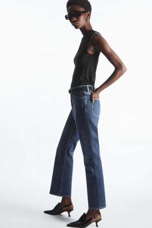 Women's COS Kick-Flare Ankle-Length Jeans Dark Blue NZ-87MFYCPHK
