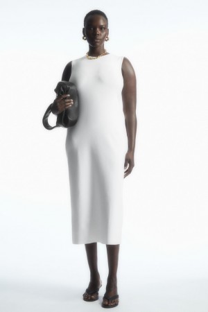 Women's COS Knitted Midi Dress White NZ-87EGAFNHC