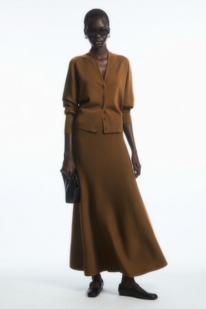 Women's COS Knitted Midi Skirt Brown NZ-69RBESDOV