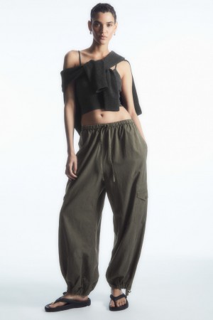 Women's COS Lightweight Drawstring Cargo Pants Light Brown NZ-94EPRMDCF