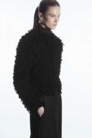 Women's COS Loop-Knit Wool Jackets Black NZ-18RDCASNZ