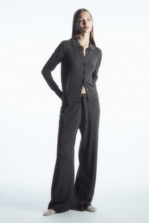 Women's COS Merino Wool Drawstring Pants Dark Grey NZ-50QADZUKM