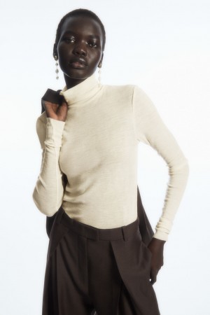 Women's COS Merino Wool Turtleneck Top Sweaters White NZ-86KBUFHOQ