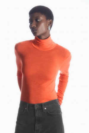 Women's COS Merino Wool Turtleneck Top Sweaters Orange NZ-27JAQUSIN
