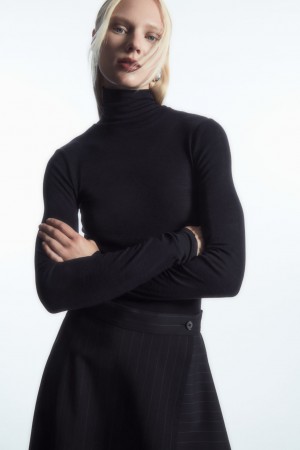 Women's COS Merino Wool Turtleneck Top Sweaters Navy NZ-89YFJRQNE