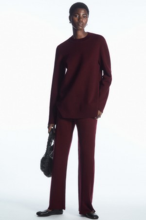 Women's COS Milano-Knit Pants Burgundy NZ-06SNHBJTU