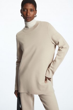 Women's COS Milano-Knit Sweaters Beige NZ-04NRUPLWX