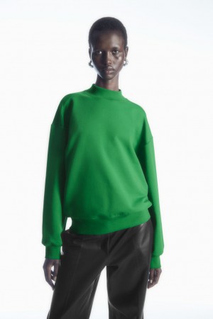 Women's COS Mock-Neck Sweatshirt Green NZ-70XRUTPWH