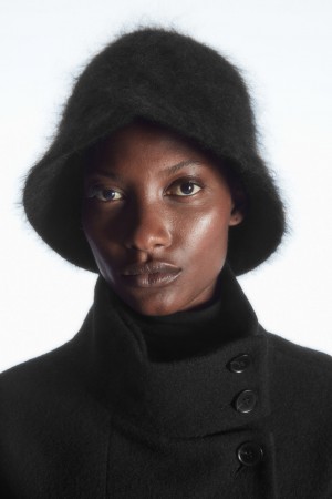Women's COS Mohair Bucket Hats Black NZ-64WRBTUGH