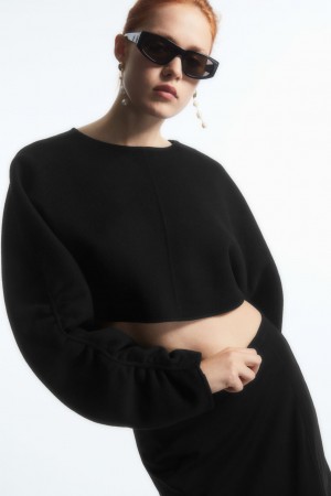 Women's COS Open-Back Wool Bolero Jackets Black NZ-58FRIPBNY
