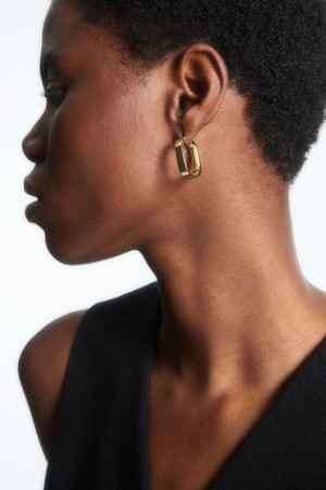 Women's COS Oval Hoop Earrings Gold NZ-01GVYNDAT