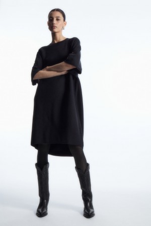Women's COS Oversized-Fit Wool T-Shirt Dress Navy NZ-81QAOTWDU