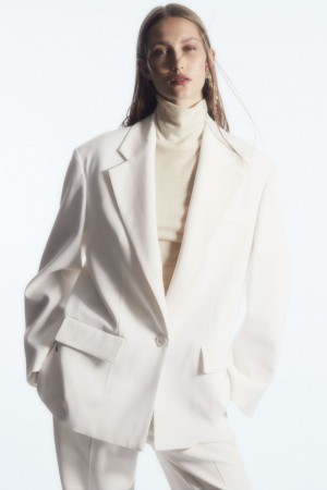 Women's COS Oversized Crepe Blazer White NZ-47TFLNRHV