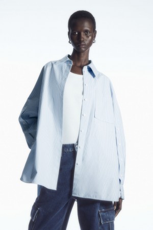 Women's COS Oversized Deconstructed Shirts Light Blue NZ-95NJPTDIQ
