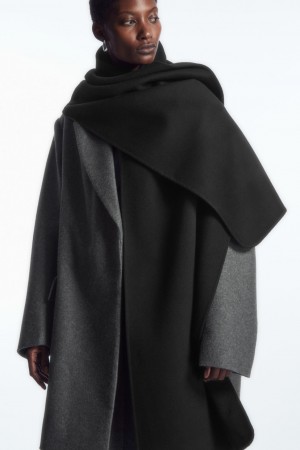 Women's COS Oversized Double-Faced Wool Scarf Black NZ-18CAJMYNV