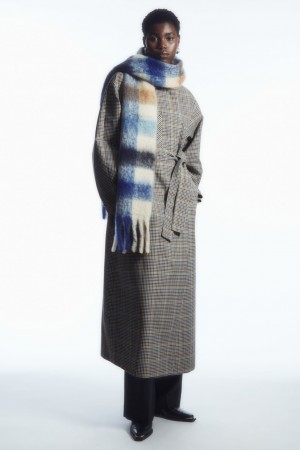 Women's COS Oversized Mohair-Blend Scarf Blue / Brown NZ-73DQLVXER