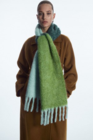 Women's COS Oversized Mohair-Blend Scarf Dark Turquoise NZ-24FMQDZNL