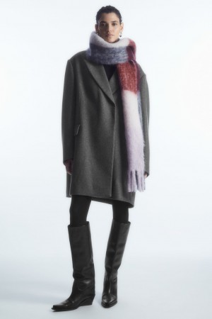 Women's COS Oversized Mohair-Blend Scarf Red / White NZ-72XTSFEGZ