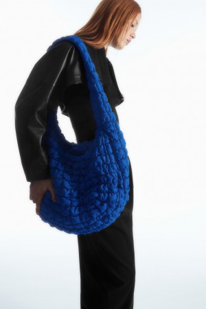 Women's COS Oversized Quilted Crossbody Bag Blue NZ-85CJZVDTW