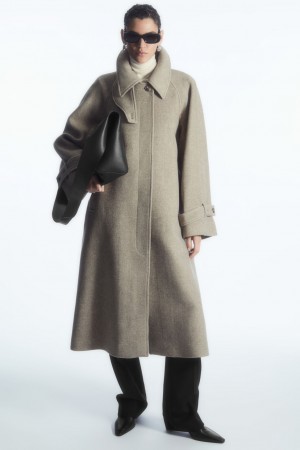 Women's COS Oversized Rounded Wool Coats Beige NZ-70DTRWCIU