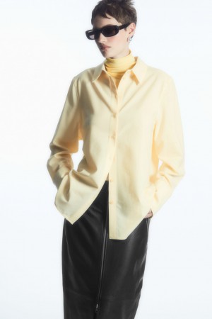 Women's COS Oversized Wool Shirts Light Yellow NZ-24YUTHGAC