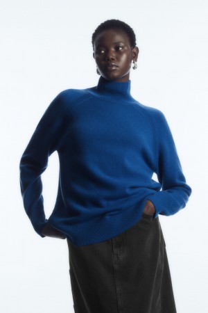Women's COS Pure Cashmere Turtleneck Sweaters Blue NZ-65XAYNJCG