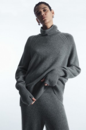 Women's COS Pure Cashmere Turtleneck Sweaters Grey NZ-24VITYHGJ