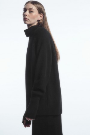 Women's COS Pure Cashmere Turtleneck Sweaters Black NZ-52ZRXLMVG