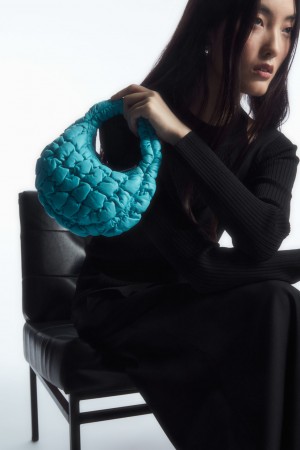 Women's COS Quilted Micro Leather Mini Bag Turquoise NZ-69NJGAWMX