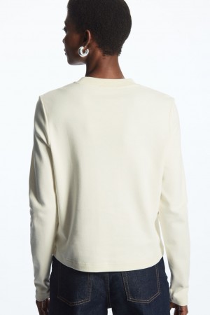 Women's COS Regular-Fit Heavyweight Long-Sleeved T-Shirt Beige NZ-01ONRDPQJ