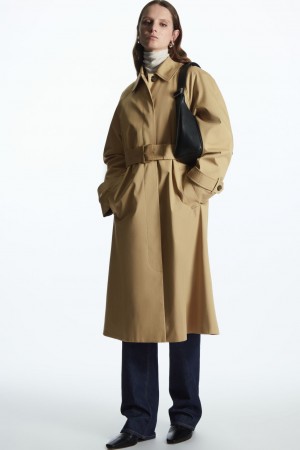 Women's COS Regular-Fit Twill Trench Coats Beige NZ-93YBQULFH