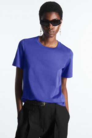 Women's COS Regular Fit T-Shirt Light Blue NZ-24FATYIHB