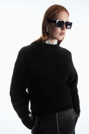 Women's COS Ribbed Cashmere-Blend Sweaters Black NZ-40EPQYAXJ