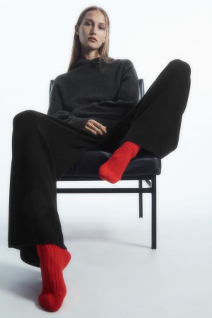 Women's COS Ribbed Cashmere Socks Light Red NZ-71XYFBACH