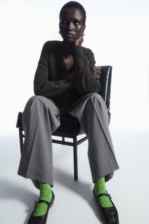 Women's COS Ribbed Lurex Socks Green NZ-16OBIYFTK