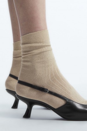 Women's COS Ribbed Lurex Socks Light Gold NZ-49BDHQIAL