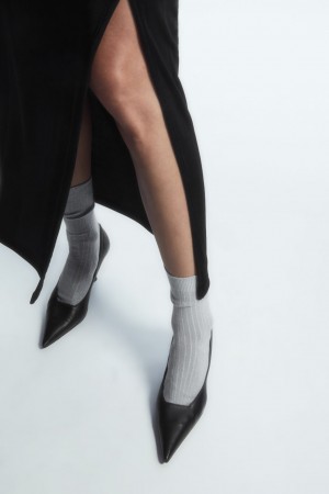 Women's COS Ribbed Lurex Socks Metal Grey NZ-18QSJBVKT